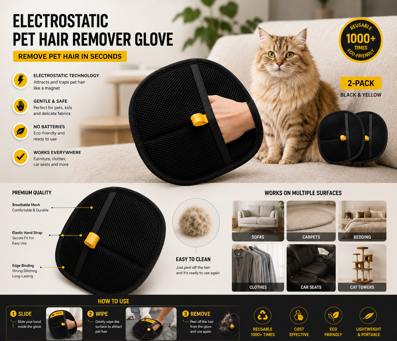 PetClean Pro — Electrostatic Pet Hair Remover Glove