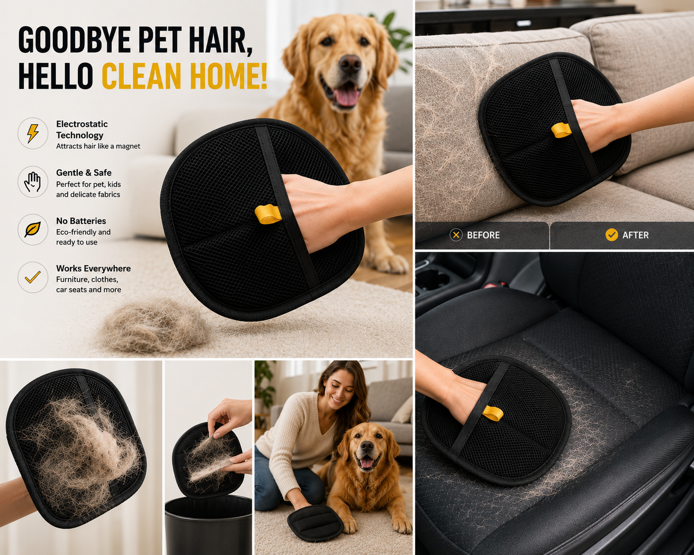 PetClean Pro — Electrostatic Pet Hair Remover Glove